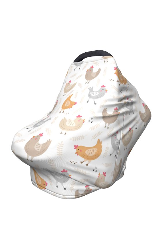 Fotbe Funny Chicken Pattern Car Seat Covers for Babies, Nursing Breastfeeding Cover Infant Carseat Canopy, Soft Stretchy Carrier Cover