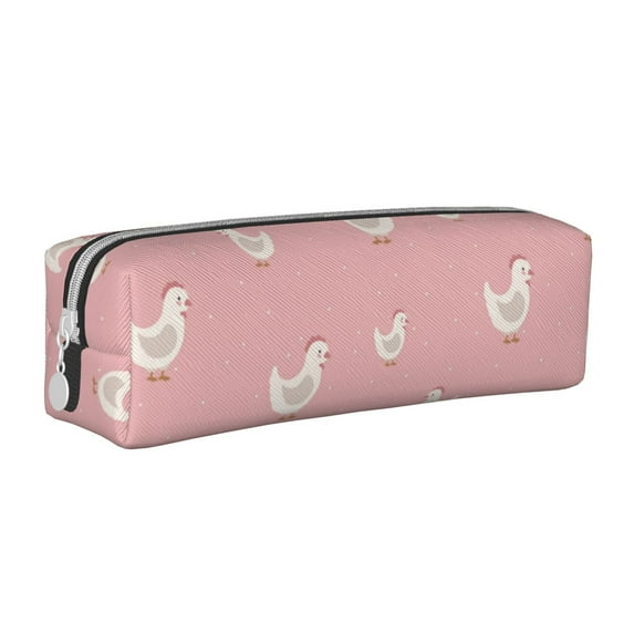 Fotbe Funny Chicken Pattern Leather Pencil Case, Pencil Pouch with Durable Zipper, Compact and Stylish Organizer for Stationery, Art Supplies, Travel Essentials