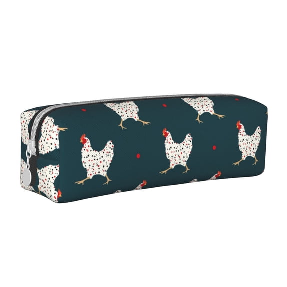 Fotbe Funny Chicken Pattern Leather Pencil Case, Pencil Pouch with Durable Zipper, Compact and Stylish Organizer for Stationery, Art Supplies, Travel Essentials