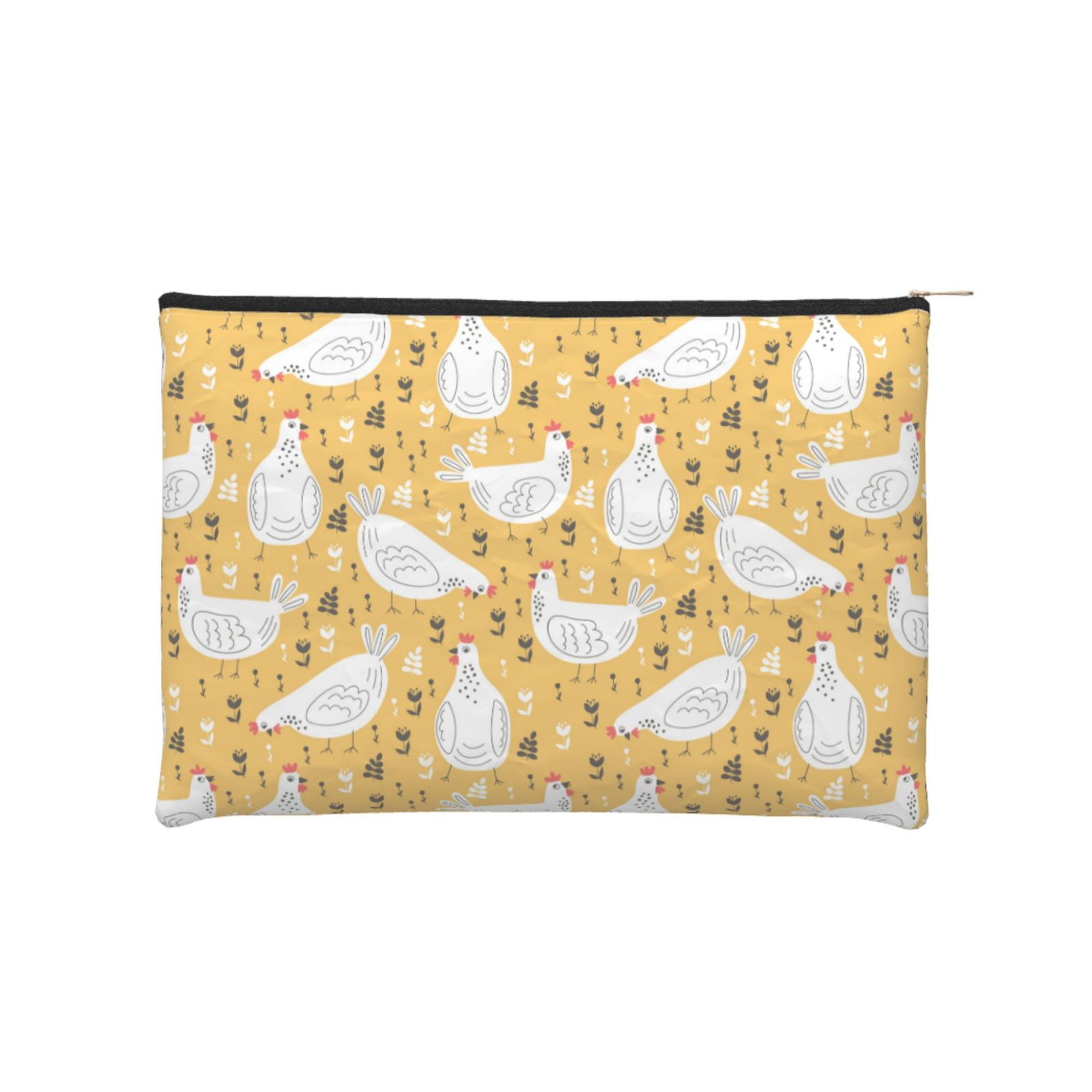 Fotbe Funny Chicken Reusable Cosmetic Bag Makeup Bag for Women Large