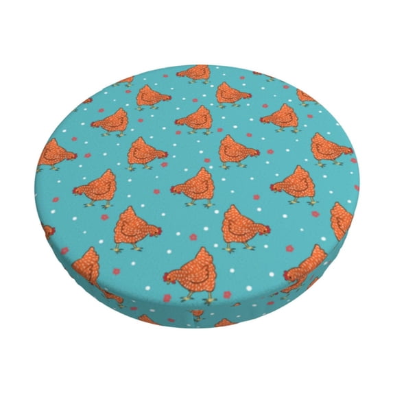 Fotbe Funny Chicken Stool Covers Round,Waterproof Round Bar Stool Covers Bar Chair Covers Washable Stool Cushion Slipcover for 12-14 Inch Chair-