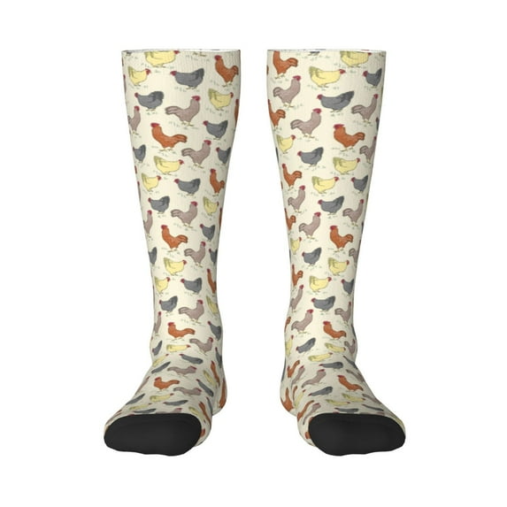 Fotbe Funny Chicken print Women's Men's Novelty Crew Socks Cotton Socks Knee High Socks for Walking,Running,Nurses,Pregnancy