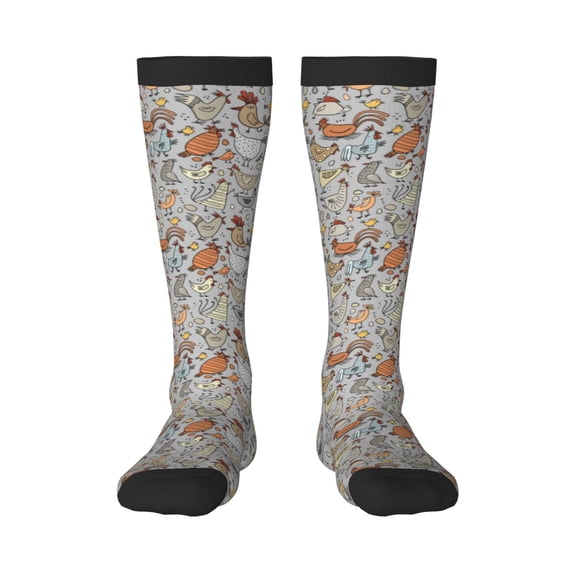 Fotbe Funny Chicken print Women's Men's Novelty Crew Socks Cotton Socks Knee High Socks for Walking,Running,Nurses,Pregnancy