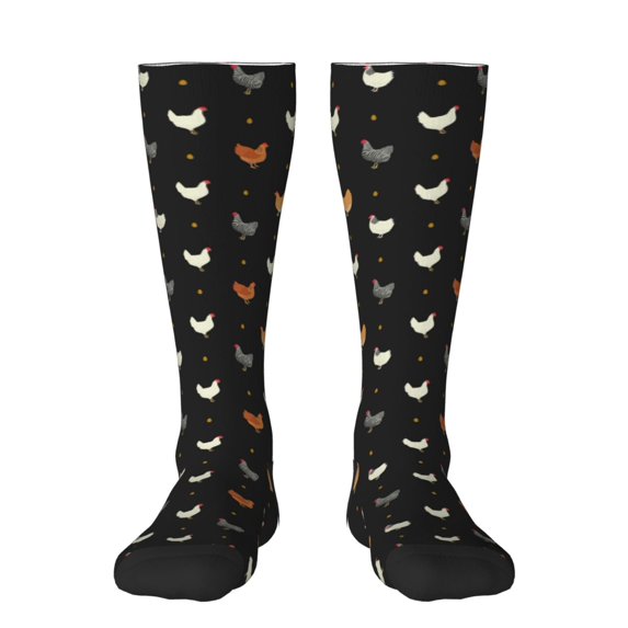 Fotbe Funny Chicken print Women's Men's Novelty Crew Socks Cotton Socks Knee High Socks for Walking,Running,Nurses,Pregnancy