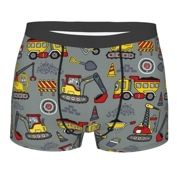 Fotbe Funny Construction Men’s Total Support Pouch Boxer Briefs, X-Temp Cooling, Moisture-Wicking Underwear, Regular, Long-leg and Trunk-Large