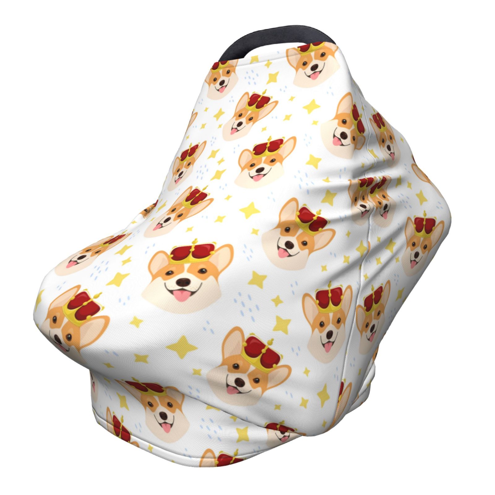 Fotbe Funny Corgi Pattern Car Seat Covers for Babies, Nursing Breastfeeding Cover Infant Carseat Canopy, Soft Stretchy Carrier Cover