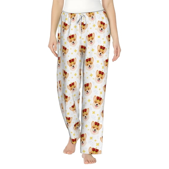 Fotbe Funny Corgi Women's Pajama Pants,Sleepwear Pants,Pj Bottoms Drawstring And Pockets-Small
