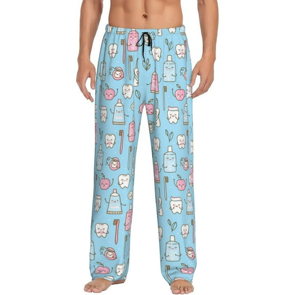 Fotbe Funny Cute Teeth Men's Pajama Pants,Sleepwear Pants,Pj Bottoms Drawstring And Pockets-Medium