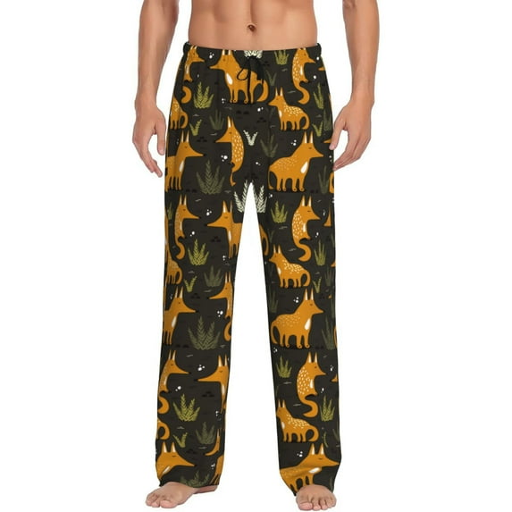Fotbe Funny Fox by the Field Men's Pajama Pants,Sleepwear Pants,Pj Bottoms Drawstring And Pockets-Medium