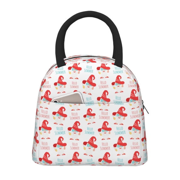Fotbe Funny Gnomes Pattern Lunch Bag, Insulated Lunch Box, Small Leakproof Cooler Food Lunch Containers Reusable High Capacity Lunch Tote Bags for Work, Travel, Outdoor