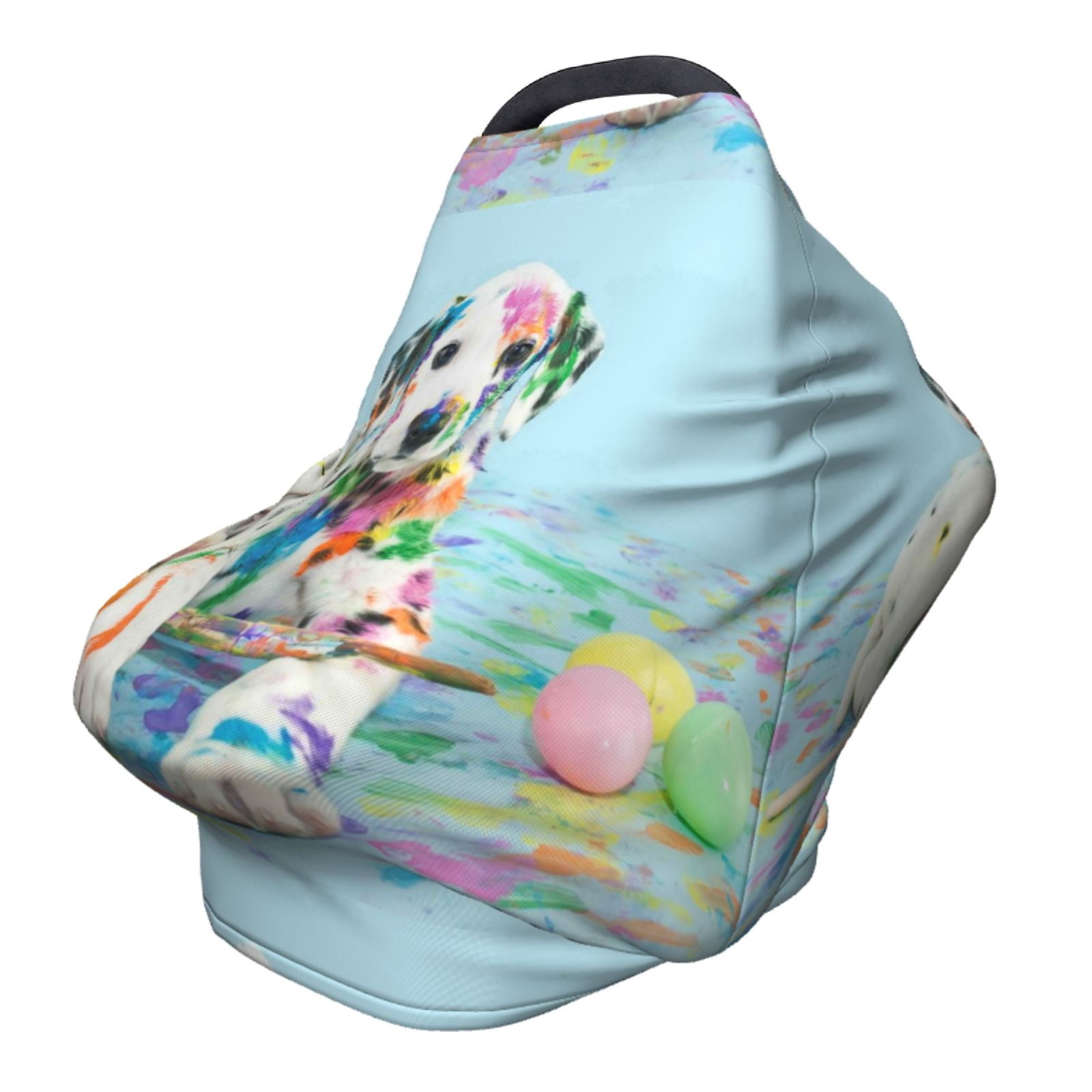 Fotbe A Funny Little Dalmatian Puppy Pattern Car Seat Covers for Babies, Nursing Breastfeeding Cover Infant Carseat Canopy, Soft Stretchy Carrier Cover