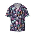 Fotbe Funny colorful skull ghost print Short Sleeve Button Down Shirts