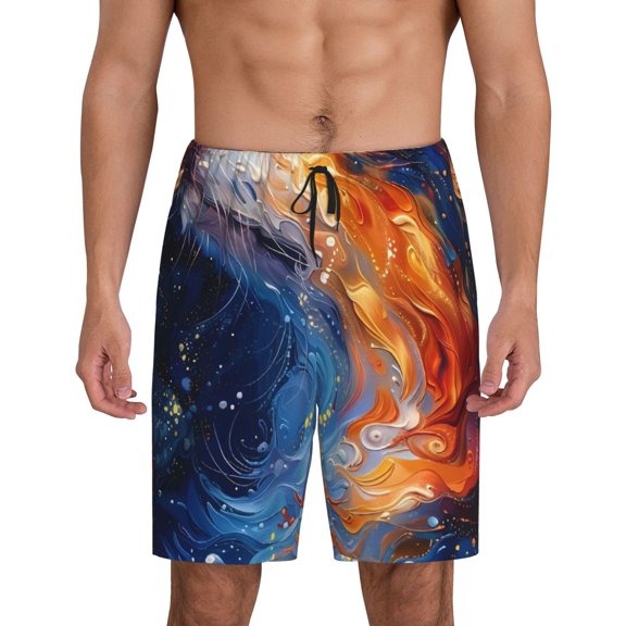 Fotbe Galactic Dog Swirls Art Pajama Shorts for Men, Men's Pajama Bottoms, Sleepwear,Short Pajama Pants-3X-Large