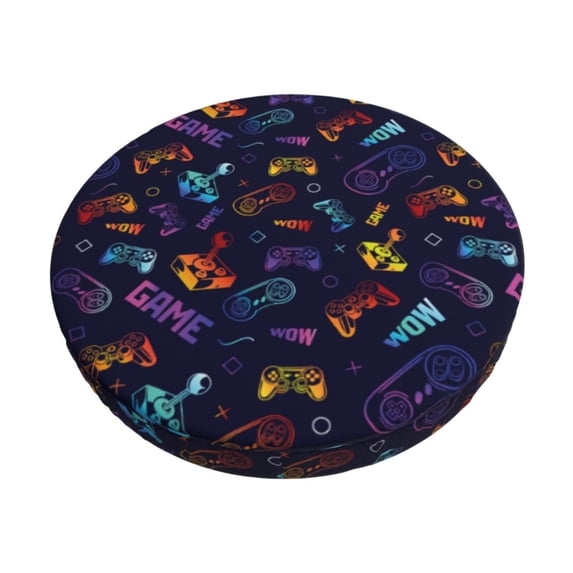 Fotbe Games Stool Covers Round,Waterproof Round Bar Stool Covers Bar Chair Covers Washable Stool Cushion Slipcover for 12-14 Inch Chair-