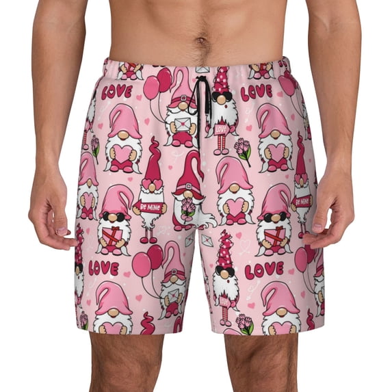 Fotbe Garden Gnomes Men’s Swim Trunks Quick Dry Swim Shorts Board Shorts with Mesh Lining-Medium