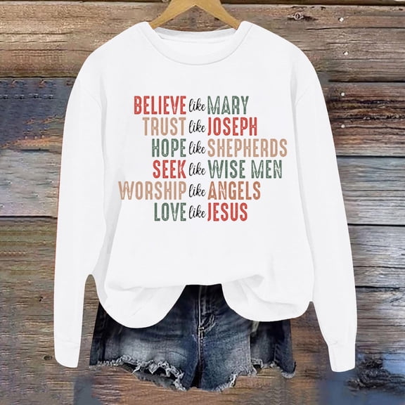 Women's Trendy Pullover Hoodie Letter Print Round Neck Top For Fall & Winter Cute Fashion Top Blouse Top Light Sweatshirt Fall Tunic Crop Set Junior Vintage Sweater Clothes Shopping Casual Top Dresses