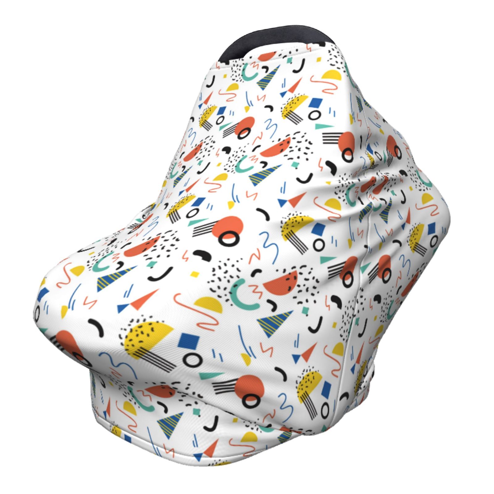Fotbe Geometric Retro Pattern Car Seat Covers for Babies, Nursing Breastfeeding Cover Infant Carseat Canopy, Soft Stretchy Carrier Cover