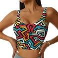 thumbnail image 1 of Fotbe Geometry Pattern Womens' Sports Bra Longline Wirefree Padded with Medium Support Sports Moisture-Wicking Workou Vest,Tank Top-Medium, 1 of 7