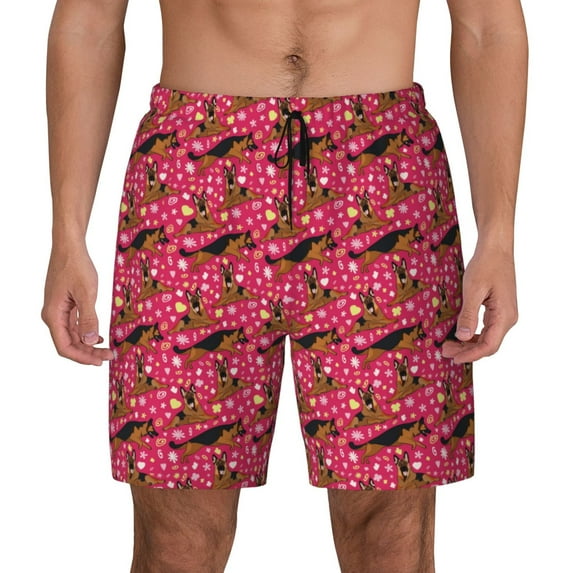 Fotbe German Shepherd Dog Men’s Swim Trunks Quick Dry Swim Shorts Board Shorts with Mesh Lining-Medium