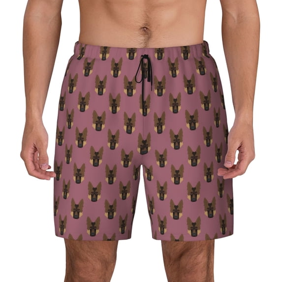 Fotbe German Shepherd Dog Men’s Swim Trunks Quick Dry Swim Shorts Board Shorts with Mesh Lining-Small