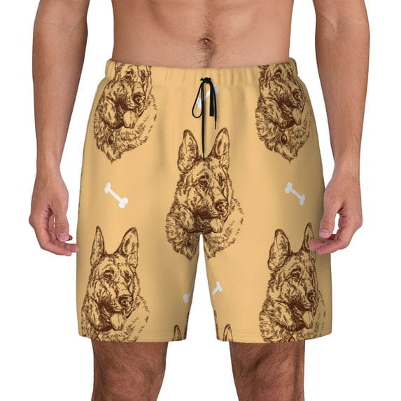 Fotbe German Shepherd Dog Men’s Swim Trunks Quick Dry Swim Shorts Board Shorts with Mesh Lining-XX-Large