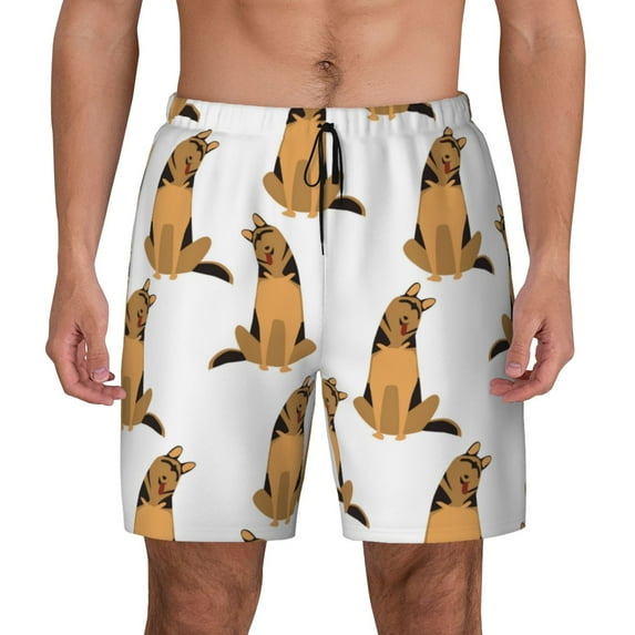 Fotbe German Shepherd Dog Men’s Swim Trunks Quick Dry Swim Shorts Board Shorts with Mesh Lining-XX-Large