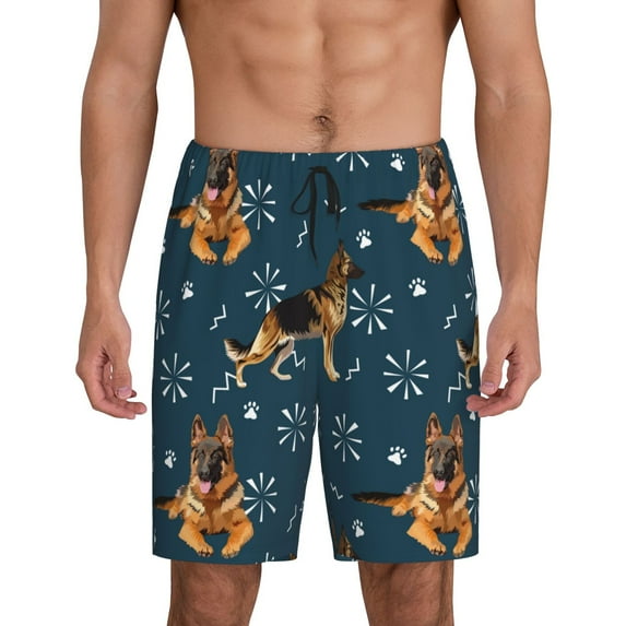 Fotbe German Shepherd Dog Pajama Shorts for Men, Men's Pajama Bottoms, Sleepwear,Short Pajama Pants-Small
