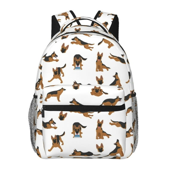 Fotbe German Shepherd Dog Pattern Casual Backpack for School, Travel, and Outdoor Activities - Durable, Lightweight, and Comfortable