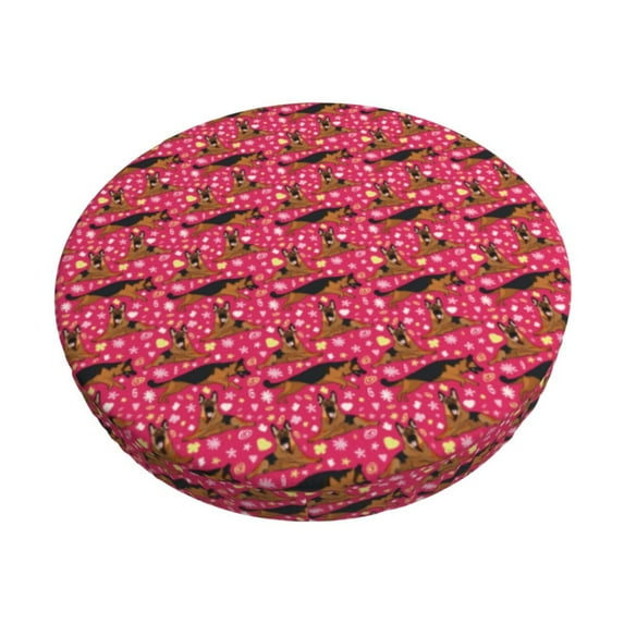 Fotbe German Shepherd Dog Stool Covers Round,Waterproof Round Bar Stool Covers Bar Chair Covers Washable Stool Cushion Slipcover for 12-14 Inch Chair-