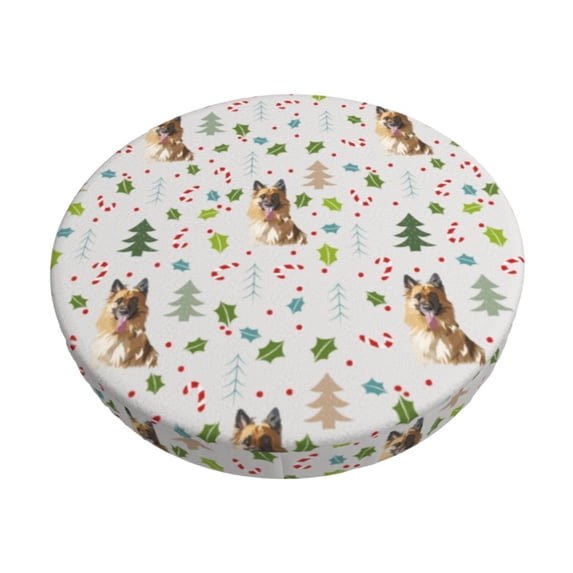 Fotbe German Shepherd Dog Stool Covers Round,Waterproof Round Bar Stool Covers Bar Chair Covers Washable Stool Cushion Slipcover for 12-14 Inch Chair-12 inch