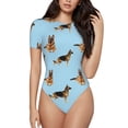 thumbnail image 1 of Fotbe German Shepherd Dog Women's Crew Neck Short Sleeves Bodysuit Tops Round Neck Slim Sleeveless Soft Comfortable Basic-Medium, 1 of 9