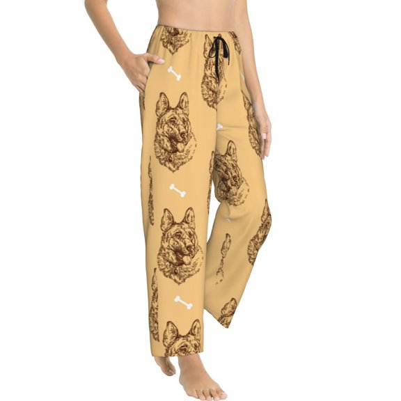 Fotbe German Shepherd Dog Women's Pajama Pants,Sleepwear Pants,Pj Bottoms Drawstring And Pockets-