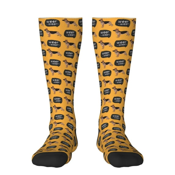 Fotbe German Shepherd Woof print Women's Men's Novelty Crew Socks Cotton Socks Knee High Socks for Walking,Running,Nurses,Pregnancy