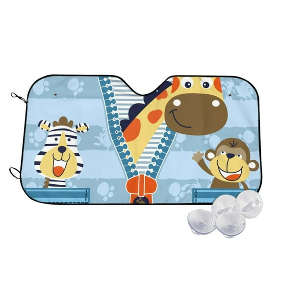 Fotbe Giraffe Come Out From Zipper Car Windshield Sunshade | Sun Visor Protector Front Window Shade, Keeps Out UV Rays, Keeps Your Vehicle Cool-Small