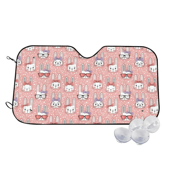 Fotbe Girl Rabbit Car Windshield Sunshade | Sun Visor Protector Front Window Shade, Keeps Out UV Rays, Keeps Your Vehicle Cool-