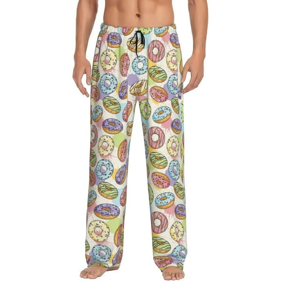 Fotbe Glazed Donuts Men's Pajama Pants,Sleepwear Pants,Pj Bottoms Drawstring And Pockets-Small