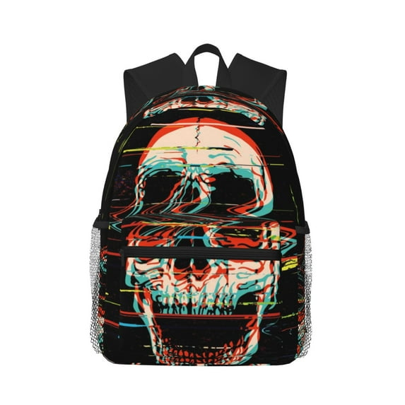 Fotbe Glitch Screaming Skull Lightweight Casual Laptop Backpack for Men and Women, Daily use Waterproof backpack, Backpack for College