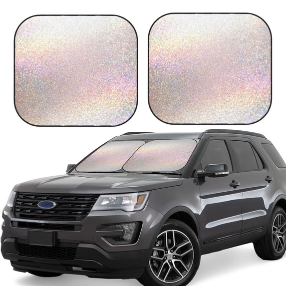 Fotbe Glitter Light Pearl 2-Piece Car Windshield Sun Shade | Sun Blocker for Car Windshield | Foldable Automotive Interior Accessories for Sun Protection-Medium