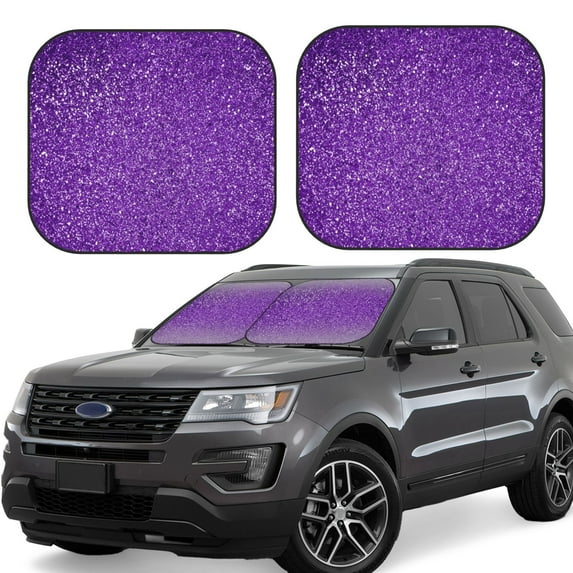 Fotbe Glitter Purple 2-Piece Car Windshield Sun Shade | Sun Blocker for Car Windshield | Foldable Automotive Interior Accessories for Sun Protection-Medium