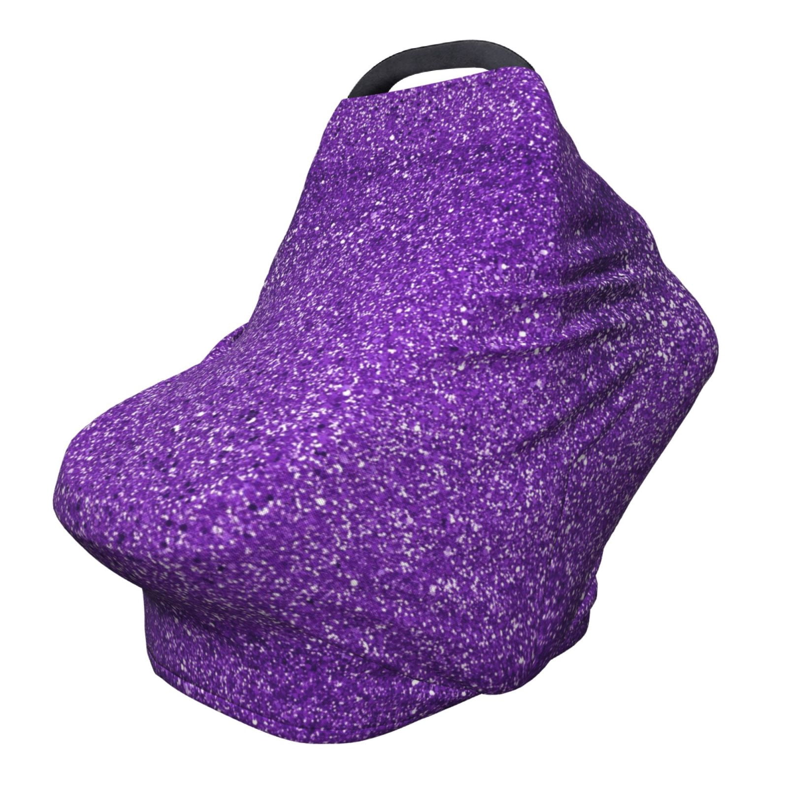 Fotbe Glitter Purple Pattern Car Seat Covers for Babies, Nursing Breastfeeding Cover Infant Carseat Canopy, Soft Stretchy Carrier Cover