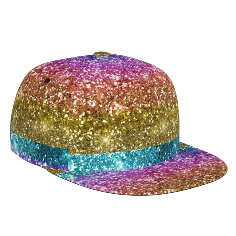 Fotbe Glitter Rainbow Flat Bill Visor Cap Classic Snapback  display picture 1