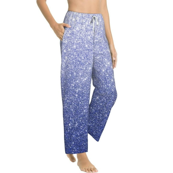Fotbe Glittering Blue Purple Women's Pajama Pants,Sleepwear Pants,Pj Bottoms Drawstring And Pockets-XX-Large