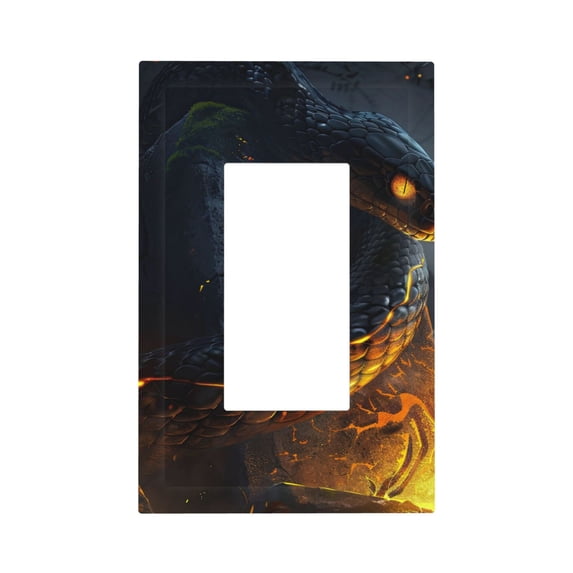 Fotbe Glowing Snake Dark Forest Print Duplex Receptacle Wall Plate, 1-Gang 5.0" x3.0" Wall Outlet Covers, Dual Outlet Faceplates Covers, Color-matched Screws Included-Style U
