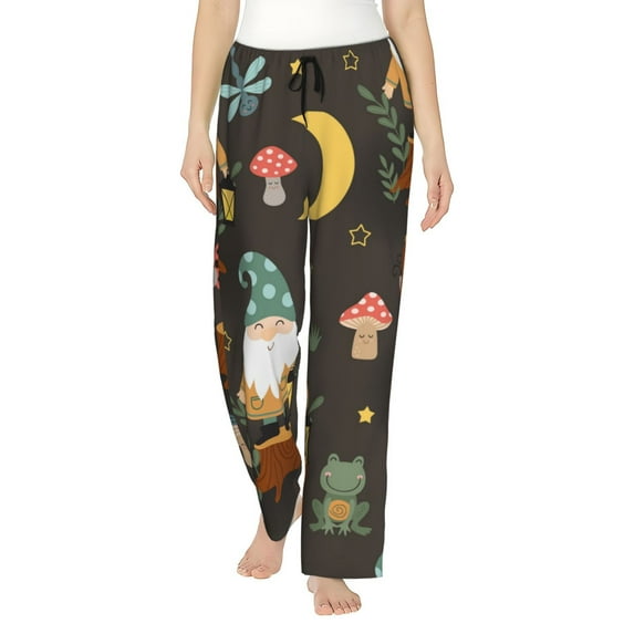Fotbe Gnome Insect Frog Women's Pajama Pants,Sleepwear Pants,Pj Bottoms Drawstring And Pockets-Medium