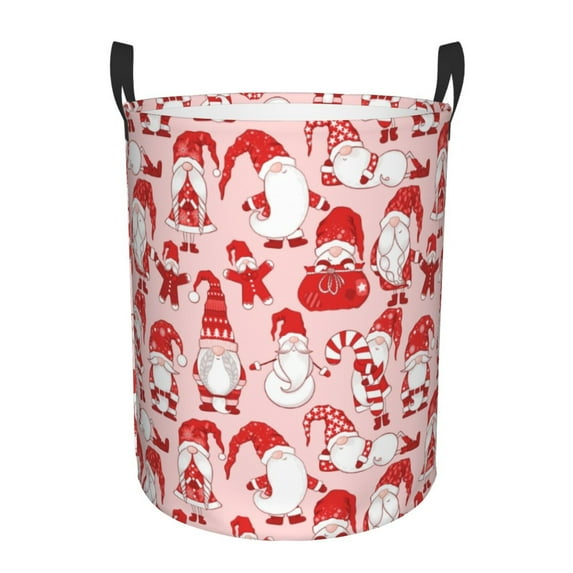 Fotbe Gnome Merry Christmas Pattern Laundry Basket with Handles, Waterproof Large Laundry Hamper, Wash Bag for Corner Dorm, Rolling Laundry Basket with Handles-Medium