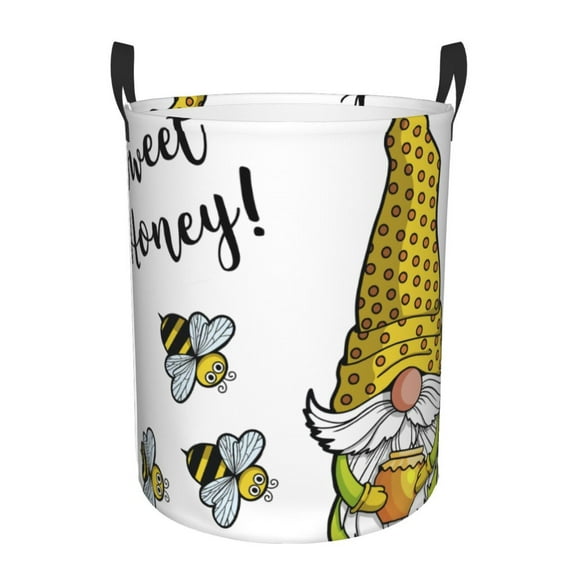 Fotbe Gnome Sweet Honey Laundry Basket with Handles, Waterproof Large Laundry Hamper, Wash Bag for Corner Dorm, Rolling Laundry Basket with Handles-Small