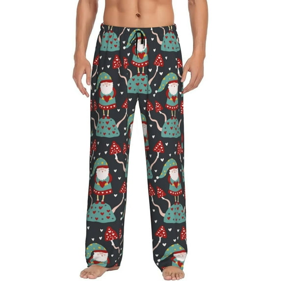 Fotbe Gnome With Mushroom 2 Men's Pajama Pants,Sleepwear Pants,Pj Bottoms Drawstring And Pockets-Medium