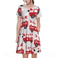 thumbnail image 1 of Fotbe Gnomes On The Car Pattern Dress Casual Womens Fashion Short Sleeve Maxi Dress T Shirt Dress Striped Long Color Block Maxi Dress, 1 of 6
