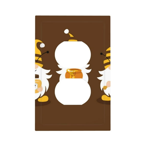 Fotbe Gnomes With Honey Print Duplex Receptacle Wall Plate, 1-Gang 5.0" x3.0" Wall Outlet Covers, Dual Outlet Faceplates Covers, Color-matched Screws Included-Style S