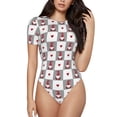 thumbnail image 1 of Fotbe Gnomes and Hearts Women's Crew Neck Short Sleeves Bodysuit Tops Round Neck Slim Sleeveless Soft Comfortable Basic-Large, 1 of 9